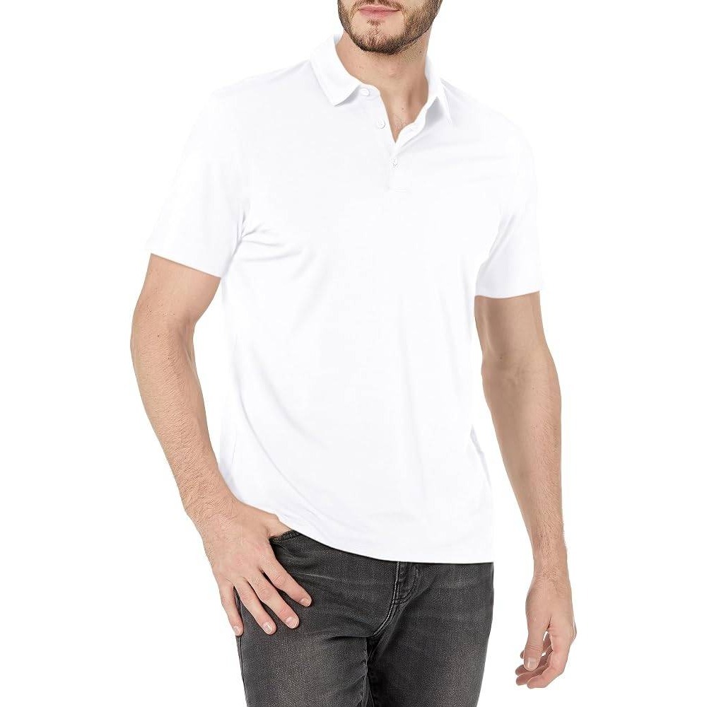 NWT Kenneth Cole Men's XL White Essential 4-Way Flex Polo Shirt Cotton